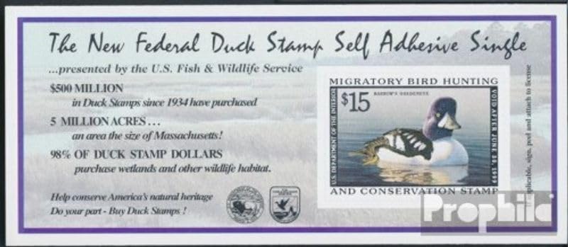 Sello de pato MNH 1998 USA, pieza exclusiva de la Prophila Collection para álbumes