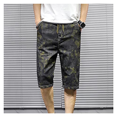 Short en denim imprimé droit style lace up ajustable pour homme CLSDRZC