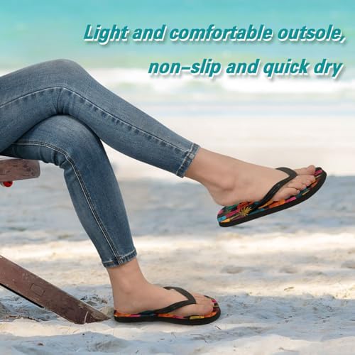 Flip Flop Sandals Tribal Tiki Print for Women Men Beach Outdoor XS4