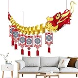 mivceklw 旧正月の飾り、春節の背景 - 旧正月中国の写真背景装飾セット - ドラゴン年写真背景バナーラッキーハングオーナメント