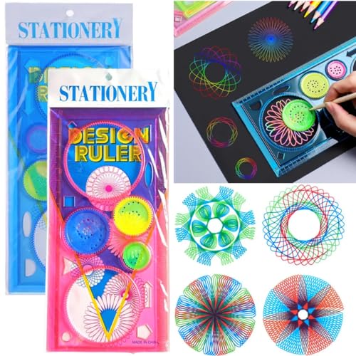 Image of Scale for Kids Birthday Return Gift (Pack of 6), Kids Return Gift, Design Ruler for Boys and Girls, Spirograph, Art Craft, Stationery (Pack of 6), Multicolor