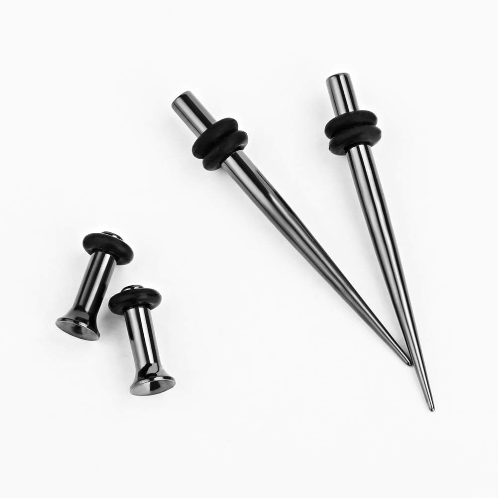 COOEAR Zestaw 36-częściowy rozpychacze i wtyczki ze stali nierdzewnej do uszu 1,6-10 mm Black