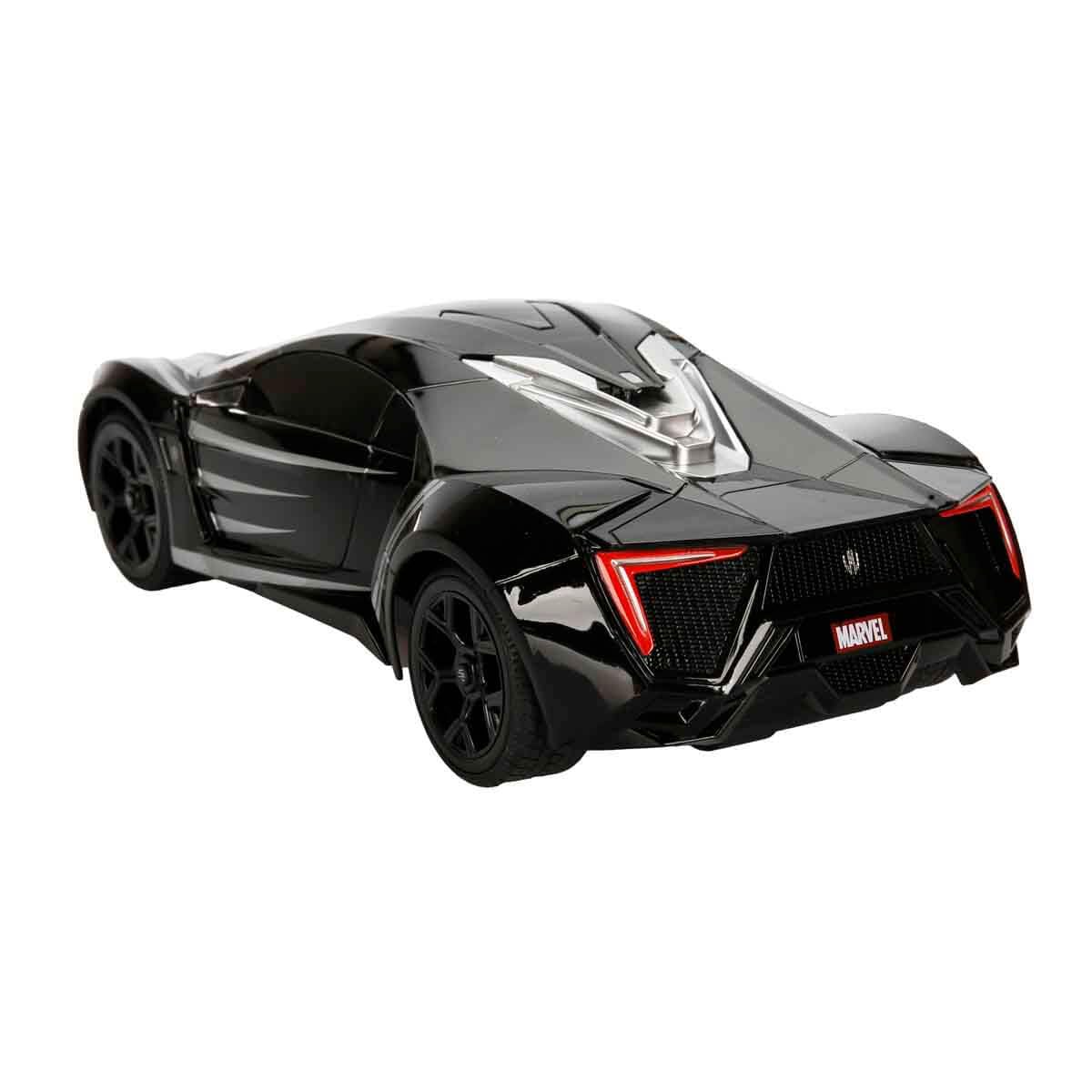 Jada Toys 253226001 Black Marvel Panther Lykan Hypersport, Turbo, RC Car con telecomando, avanti-indietro, sinistra-destra, scala 1:16, funzione di ricarica USB