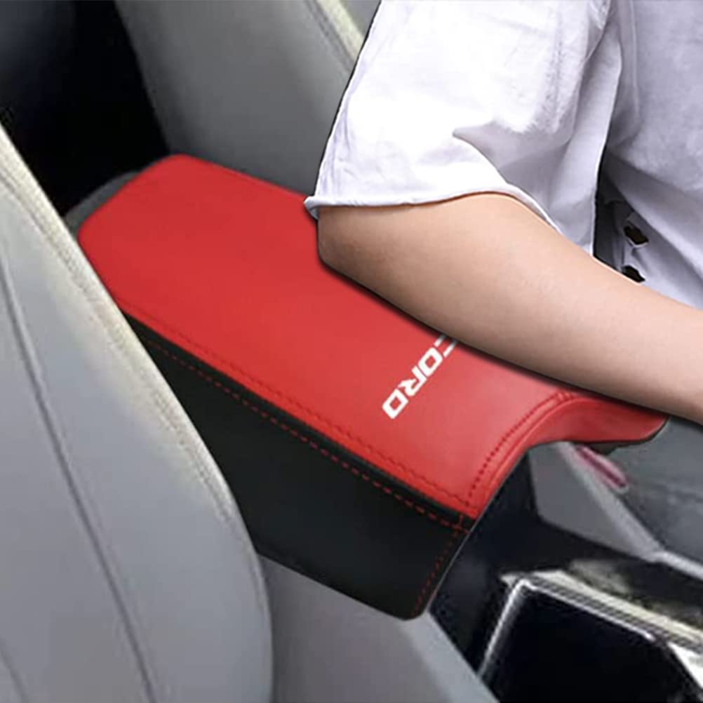 BOYUER for Accord 9th Gen 2013 2014 2015 2016 2017 Center Console Cover Armrest Leather Pad Cover Automatic Car Interior Decoration Accessories.（Black and Red）