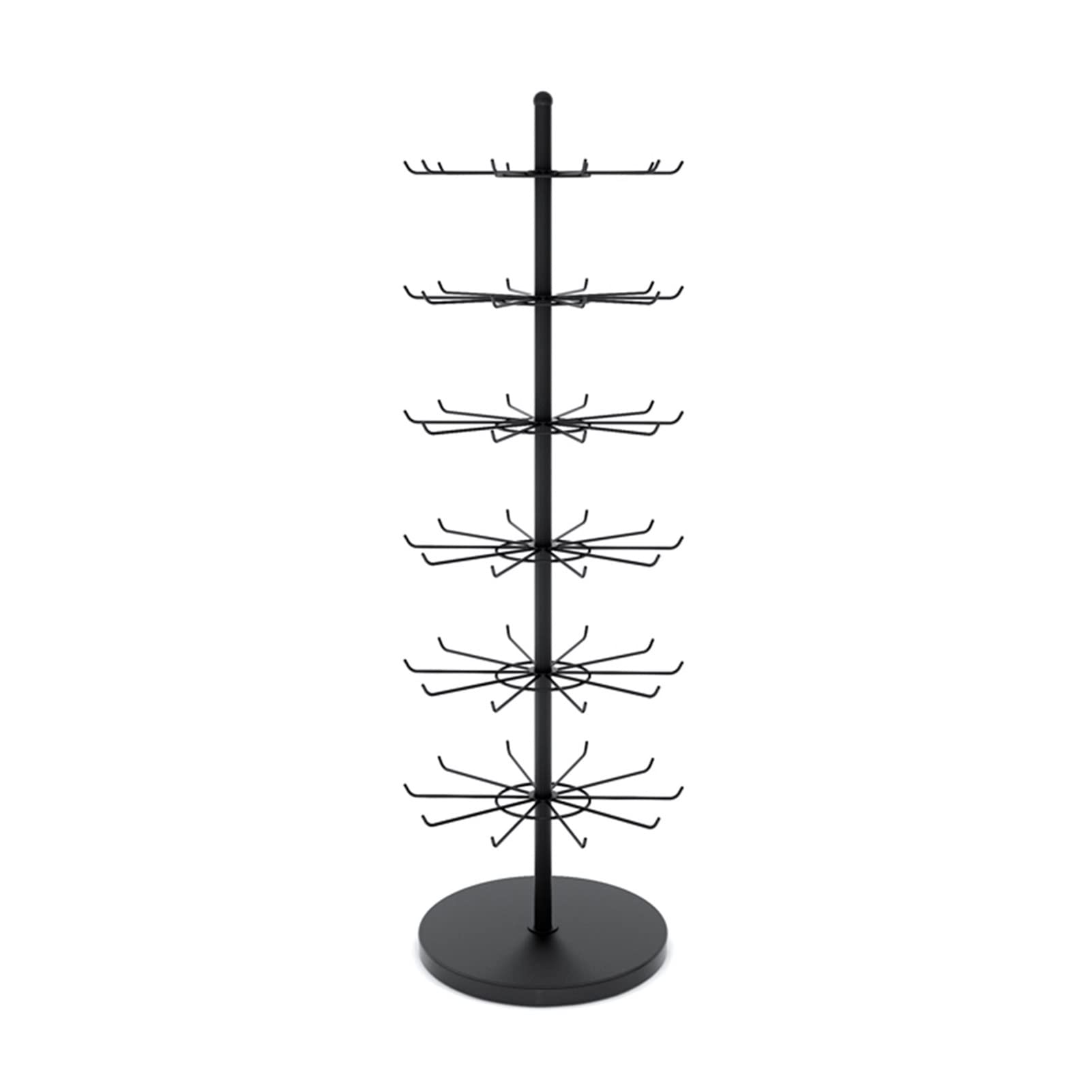 Rotating 4/5/6/7 Tier Jewelry Organizer Stand, Jewelry Tower, Store Retail Display Rack, Multifunctional Necklace Bracelet Earrings Keyring Socks, Black-40x160cm(6 Tiers)