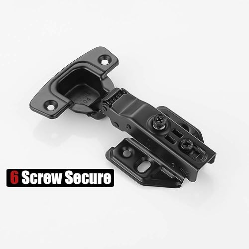 Miniatura 5 de JQK Bisagras de gabinete negras, bisagra de puerta de superposición completa de cierre suave de 100 grados para gabinetes sin marco, acabado negro