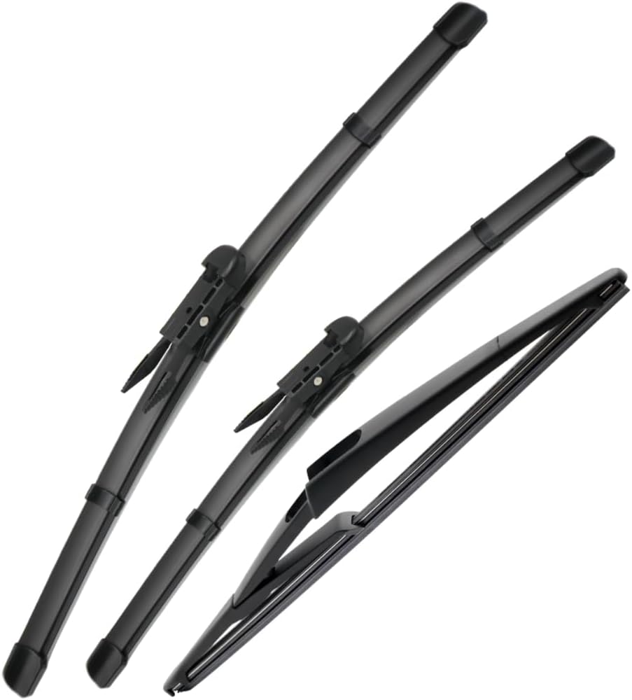 3pcs Front&Rear Windshield Wipers Blades,Premium All-Season Wiper blades Replacement for Nissan Qashqai J10 2006-2013,Natural Rubber Top Lock,Easy to Install