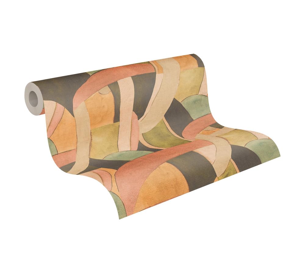 Livingwalls Anna D'Andrea Non-Woven Wallpaper Graphic 10,05 m x 0,53 m - Brown, Green, red, Beige - Plain Wallpaper - 782143