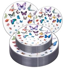 60pcs White Silver - Butterfly