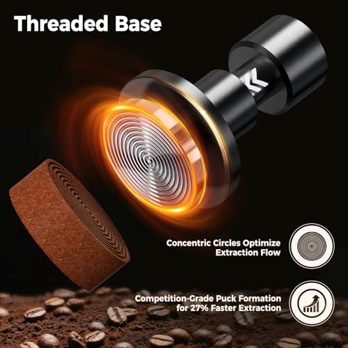 Image of IKAPE 58.35MM V6 Impact Espresso Tamper with Sound Feedback, 15lb /30lb Interchangeable Springs, Espresso High Tamper with Triple-spring System, Fits Over 58mm portafilters