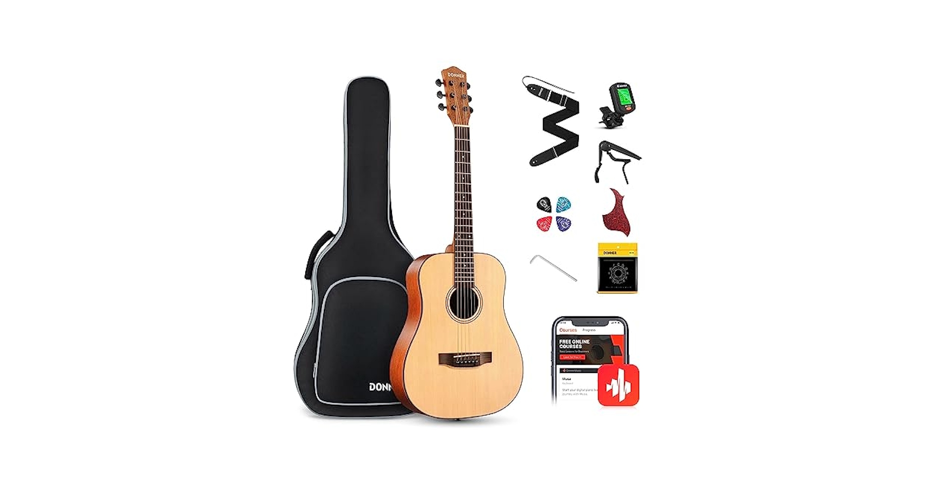 Amazon.com: Donner 3/4 Acoustic Guitar Kit 36 Inch