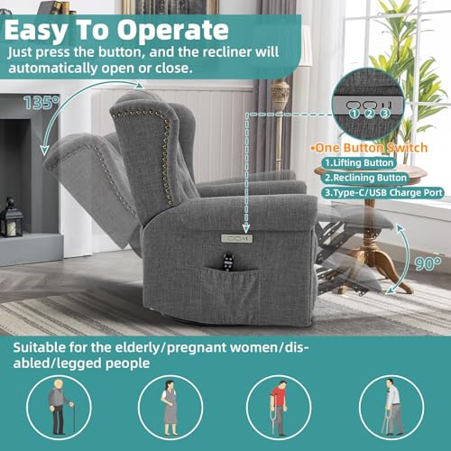 Sillón reclinable giratorio gris con masaje miniatura 4
