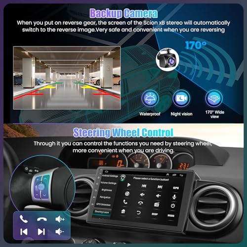 Image of (8Core + 64GB) Car Radio Stereo for Toyota Scion XB 2007-2019, 7 inch QLED Touchscreen with Wireless CarPlay & Android Auto& Mirror Link, Android 15 System
