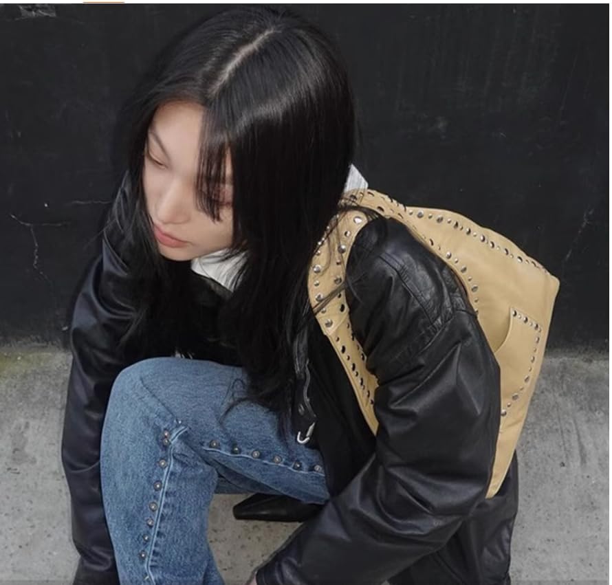 Studded Bag Y2k Shoulder Purse for Women Vegan Leather Tote Bag Punk Purse Designer Bag Streetwear 2000s3