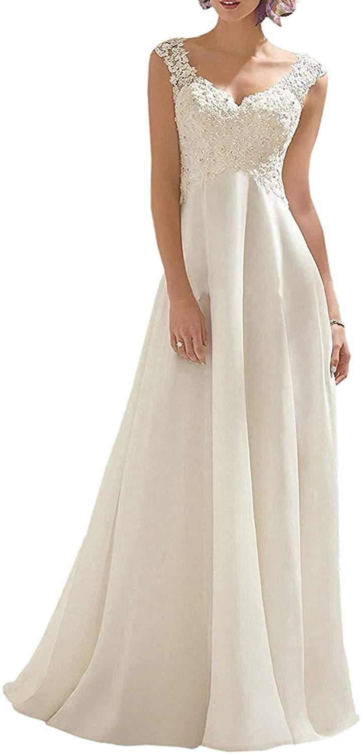 Abito da Sposa con Scollo a V per Abito da Sposa Vintage, Avorio, 38