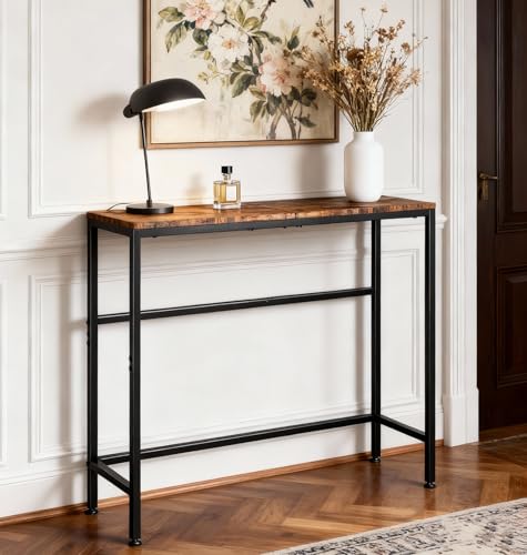 Narrow Entryway Console Table & Sofa Side Table - Industrial Brow...