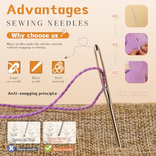 Image of TLKKUE 12 Pcs /3 Sizes Large-Eye Blunt Needles, Steel Yarn Needle with Needle Threader, Tapestry Needle for Sewing Crochet Knitting Embroidery (Silver 2.08in /2.36in /2.76in)