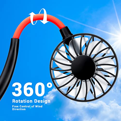 Portable Neck Fan Rechargeable Personal Hand-Free Fan Mini Usb Wearable Neckband Sport Fan, 3 Speed Adjustable, 360 Degrees Free Rotation Perfect For Working, Traveling,Office, Reading (Black) #TOP1