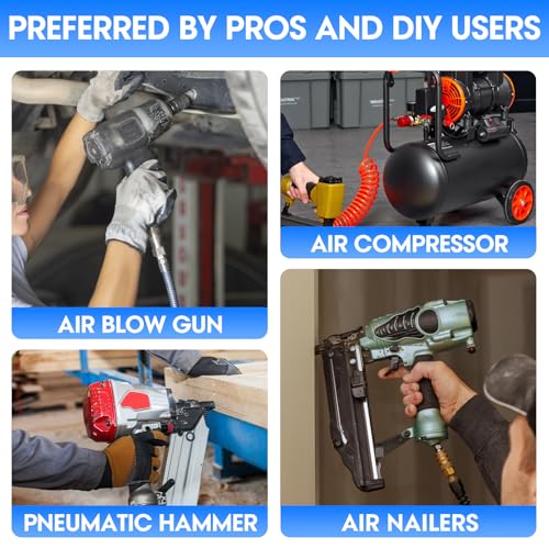2-Way Air Hose Splitter with 360&deg; Swivel, 1/4" NPT Steel Fittings - 300PSI Industrial Air Compressor Connector, Durable Quick Connect Accessories