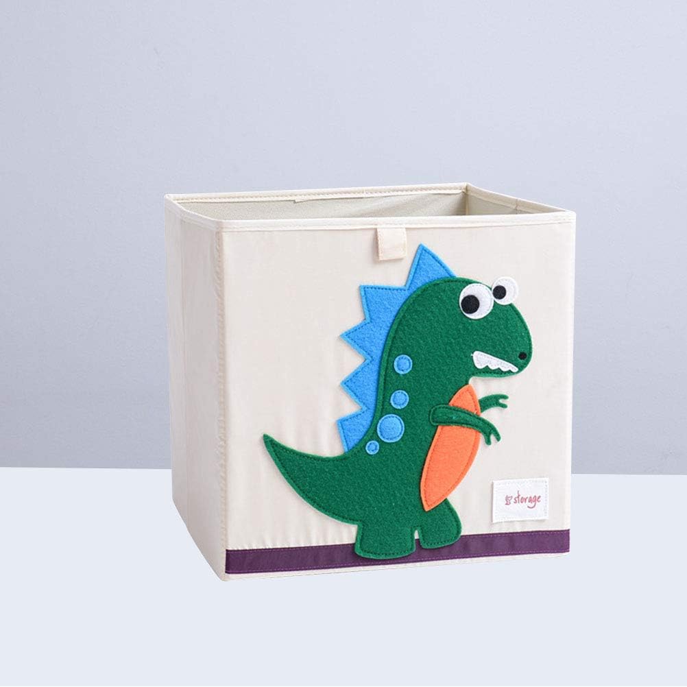 Cabilock 33x33x33cm Toy Storage Bin Dinosaur Pattern Boys and Girls Book Organizer Foldable Storage Container Pp Board Fabric