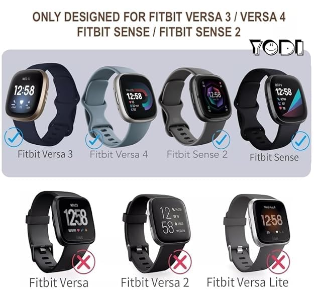 Image of YODI Watch Band Compatible with Fitbit Versa 4 / Fit bit Versa 3 / Fitbit Sense /Sense 2 Band, Soft Replacement Silicone Wristband for Women Flexible Waterproof Sport Watch Strap for Men Large