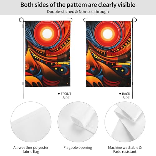 Drapeau de jardin abstrait soleil 71x101 cm double face pour décoration extérieure - 2