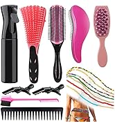 9Pcs Detangling Brush Set for Black Natural Hair, Curly Hair Brush for Afro America/African Hair ...