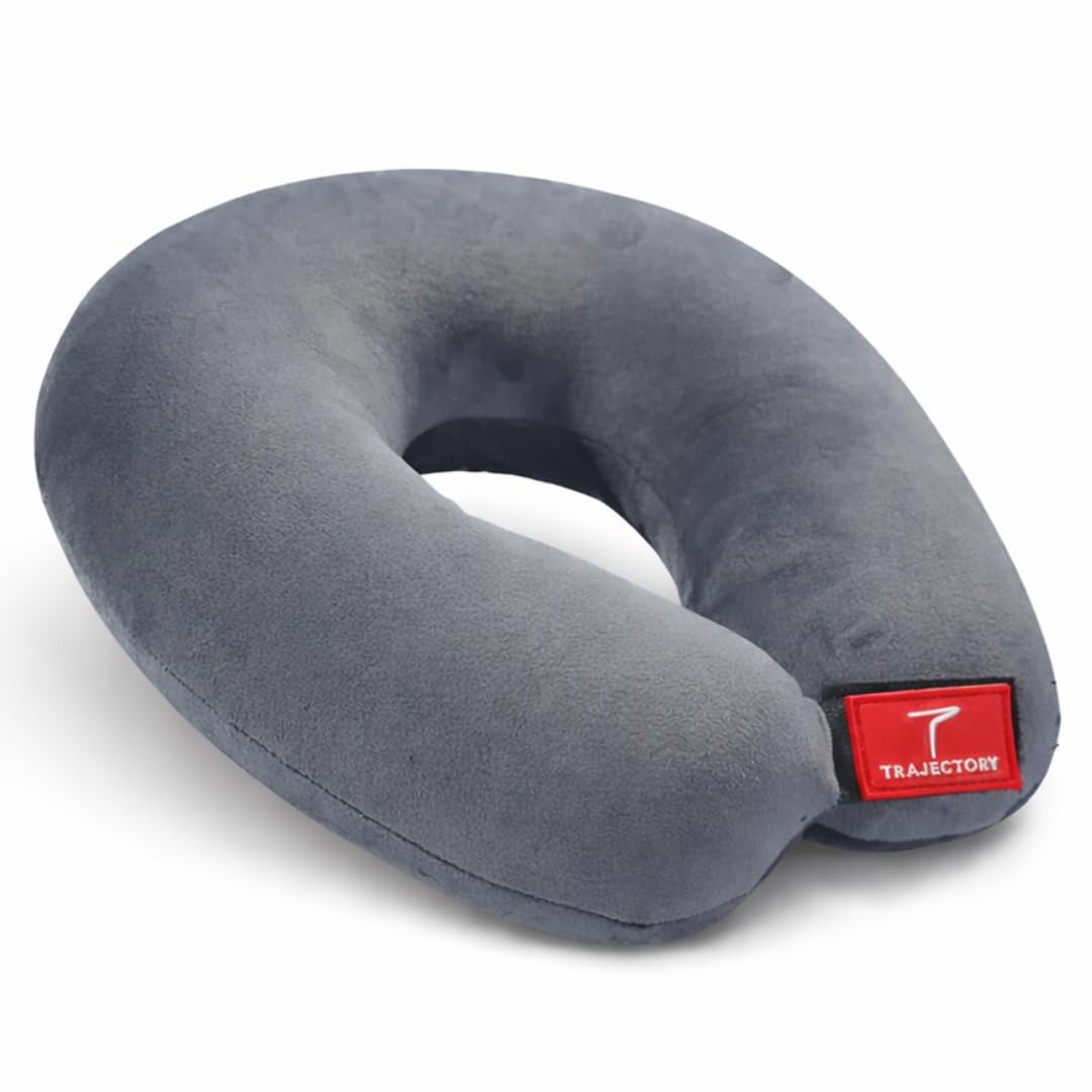 Travel Neck Pillow with Eye Mask for Travelling and Sleeping in Airplane Flight, Cab, Car, Train, Bus for Men and Women Grey (As seen on Shark Tank)