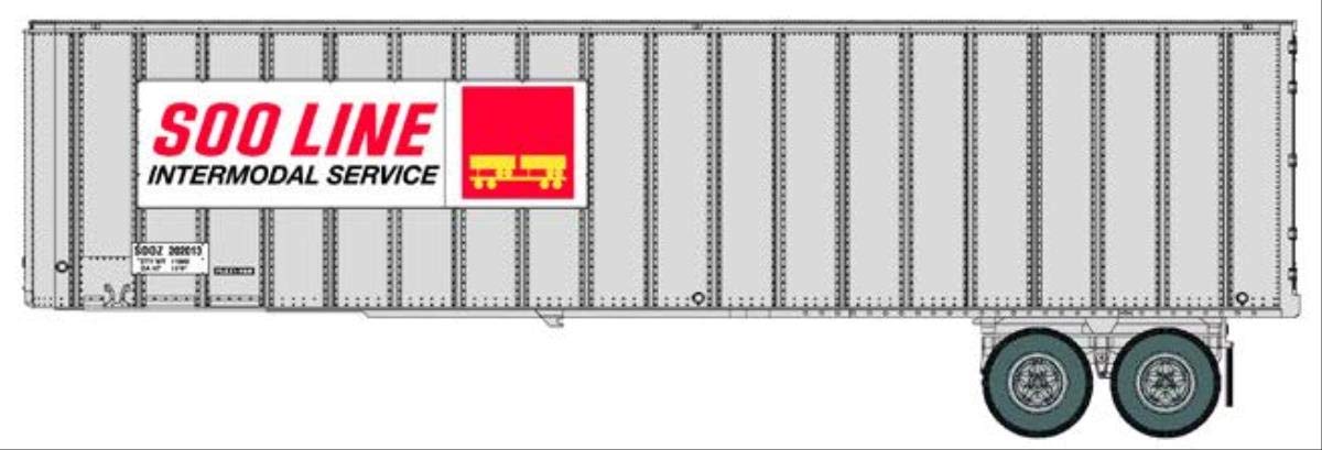 Walthers HO Scale 1/87 Scenemaster Flexi-Van 40' Trailer 2-Pack - Assembled - Soo Line (Intermodal Service Placard; end Doors)