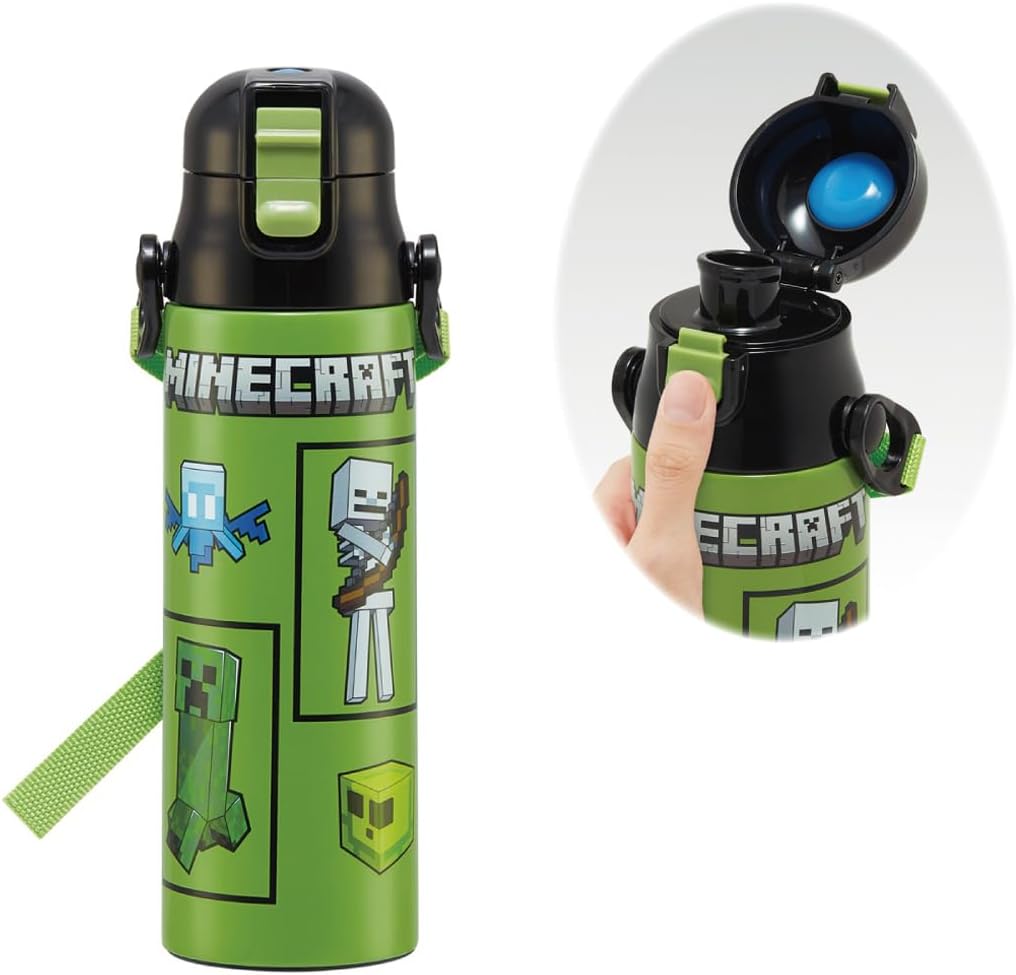 Skater SDC6N-A Minecraft Water Bottle, 20.9 fl oz (580 ml), Direct Drinking, Stainless Steel, Sports Bottle