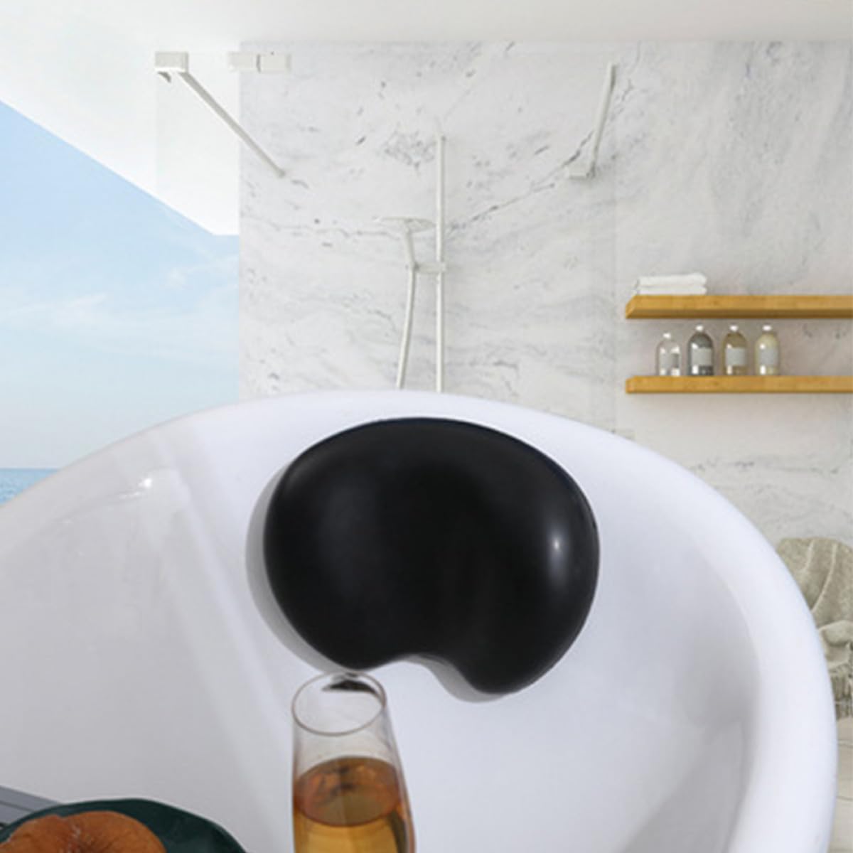 Coussin Ventouses Confortables Noir en Polyuréthane Antidérapant de Bain pour Baignade, pour Spa et Fêtes Prénuptiales