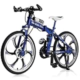 Risopen 1:8 Scale Die-Cast Alloy Mini Mountain Bike Foldable Bicycle Model Toy Finger BMX Toy Desktop Decoration Crafts for Cycling Lovers (Blue)