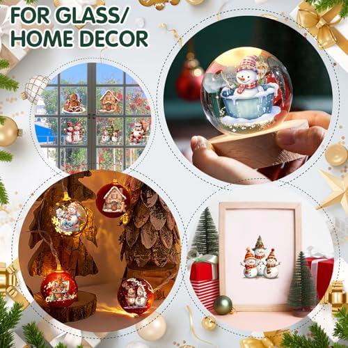 Image of ZMRU 24 Sheets Vintage Christmas Rub On Transfers for Crafts, Rub On Transfers Christmas for Wood Slices,Furniture Decals, Glass, Leather, Canvas, Fabric Projects,3 * 3inch(Gingerbread and Snowmen)