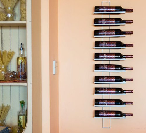 Scaffale Vini A Parete Dies - Portabottiglie Metallico Per 10 Bottiglie, Nero, 116cm - Foto 14