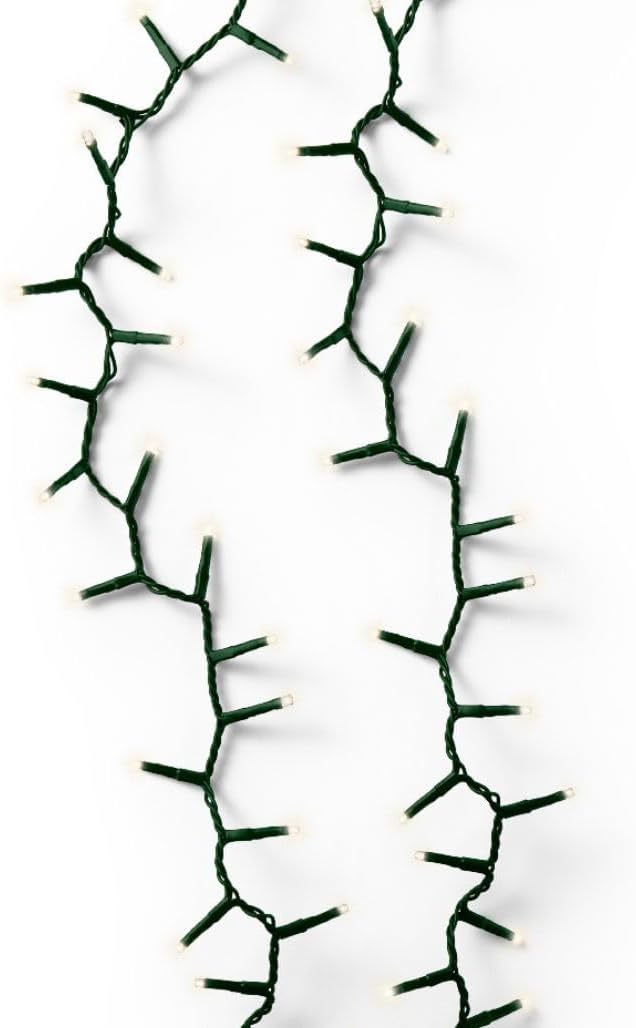 Lumineo 500 LED Warm White Christmas Compact Lights Set, Green Wire, Timer Included, 8 Functions