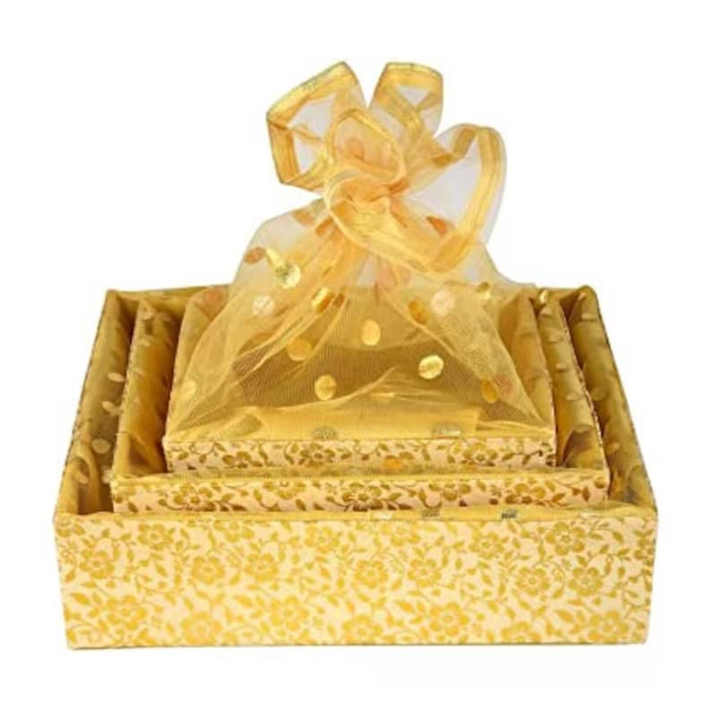 Handmade Decoative Pack Of 3 Basket With Net Gift Box Wedding Favour Gift Gift Hamper Baskets