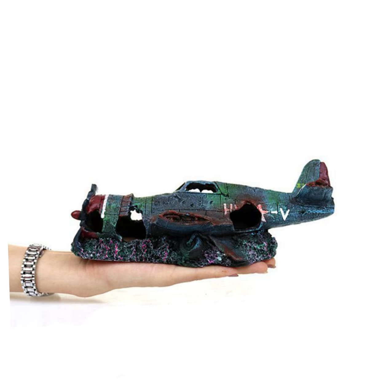MAGICLULU Decoraciones para Acuarios De Resina Avión Artificial Siniestrado para Adorno De Acuario Decoración De Pecera para Peceras y Tanques De Agua