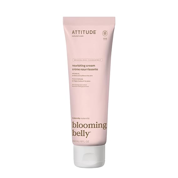 ATTITUDE Pregnancy Nourishing Body Cream, EWG Verified, Dermatologically Tested, Plant and Mineral-Based, Vegan Maternity Products, Argan Oil, 8 Fl Oz