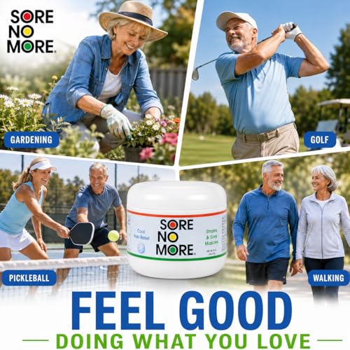 Image of Sore No More Cool Relieving Gel for Muscles & Joints Aches & Pains Associated with Strains, Bruises & Sprains | Absorbs Quickly with a Refreshing Lemon Aroma | 8 oz Jar