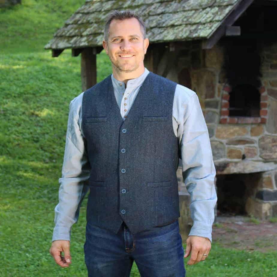 Traditional Irish Grandfather Button-Down Shirt, Long Sleeve, Cotton Blend - Image 3