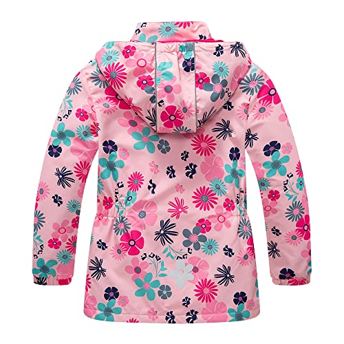 Girls Rain Jacket, Windbreaker Kids Raincoat Waterproof Zip Jacket with Fleece Liner2