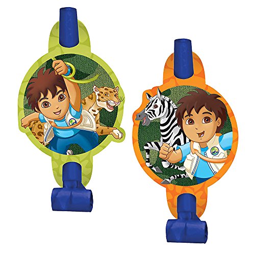 Sifflets Diego anniversaire Amscan orange vert pour décoration de table enfant - 3