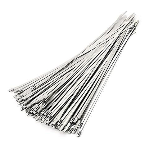 ANZESER Stainless Steel Zip Ties Exhaust Wrap Coated Locking Cable Zip Ties 100pcs (300MM) Cover