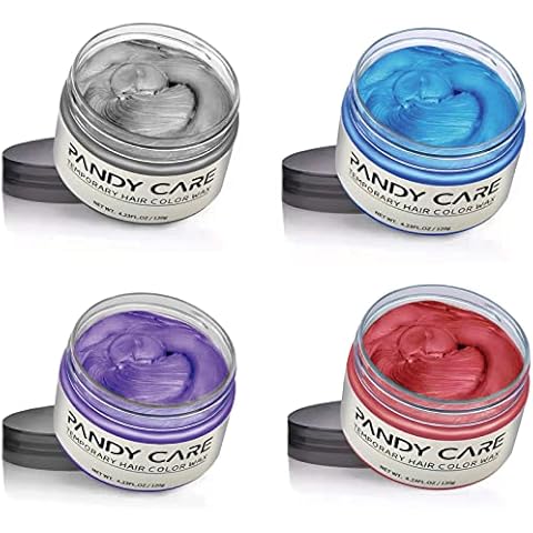 Hair Colour Wax - PandyCare 4.23OZ Temporary Coloured Hair Paint Wax Hair Clay For Men, Women & Kids - 100% Natural Plant Extracts, No Stick, Long Lasting, Easy Colouring - 4 Pack Cover