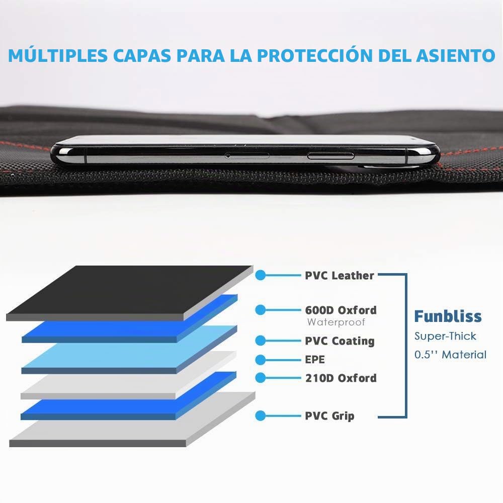 Funbliss Protectores de Asiento para Coche Impermeable Protector de Asiento de Coche para los Asientos de