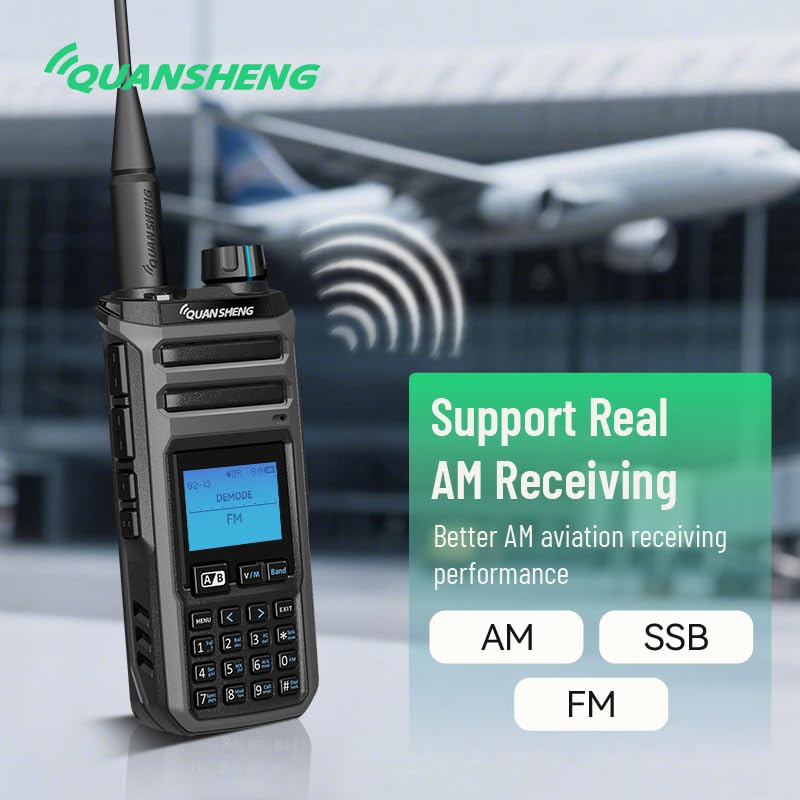 Image of QuanSheng TK11(5) Multi-Band Walkie Talkie - 10W, NOAA Weather Alerts, 999 Channels, Frequency Meter, Type-C Charging & 2500mAh Battery for Outdoor, Hiking, Emergency, Security (2Packs)