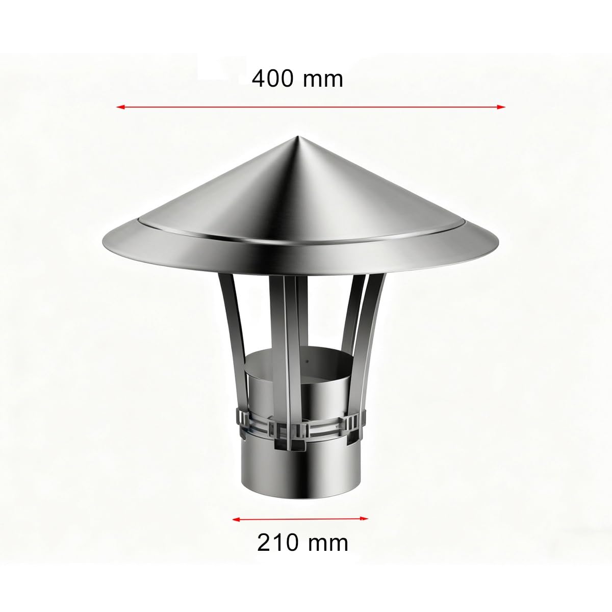 Sombrerete Chimenea de 50-300 mm, Caperuza Salida de Humos, Sombrerete Antiviento Ajustable Cubierta de Chimenea Campana Ventilación Cónico Tapas de sombrerete Fácil Instalar(210mm)