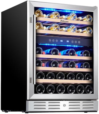 Kalamera 24 Inch Wine Cooler Refrigerator, 46-Bottle Dual Zone Wi...