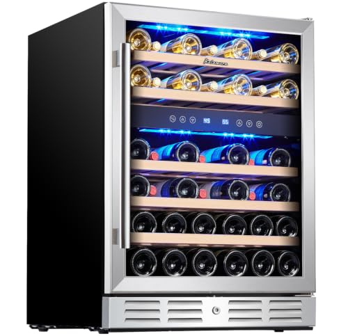 Image of Kalamera 24 Inch Wine Cooler Refrigerator, 46-Bottle Dual Zone Wine Fridge