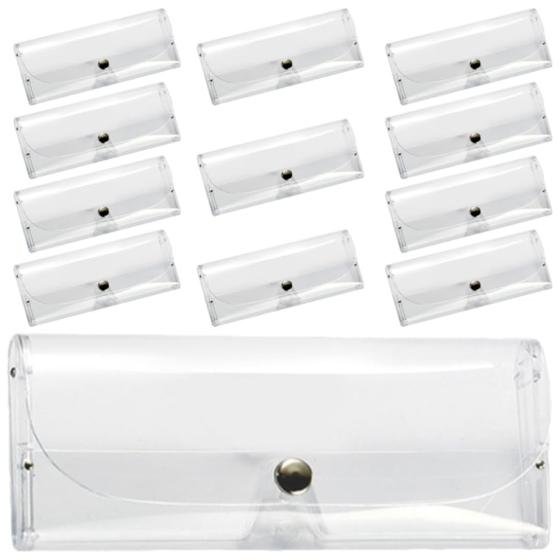 Image of Angoily Transparent Eyeglasses Case 12pcs Sunglasses Clear Bag Buckle Portable Anti-scratch Eyeglass Box Lightweight Eyewear Sleeve Box for Travel